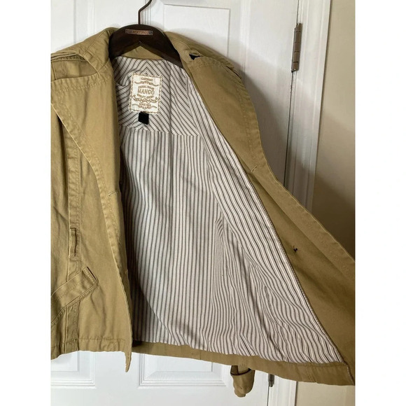 MNG Mango beige double breasted cotton jacket sz M - Picture 10 of 15
